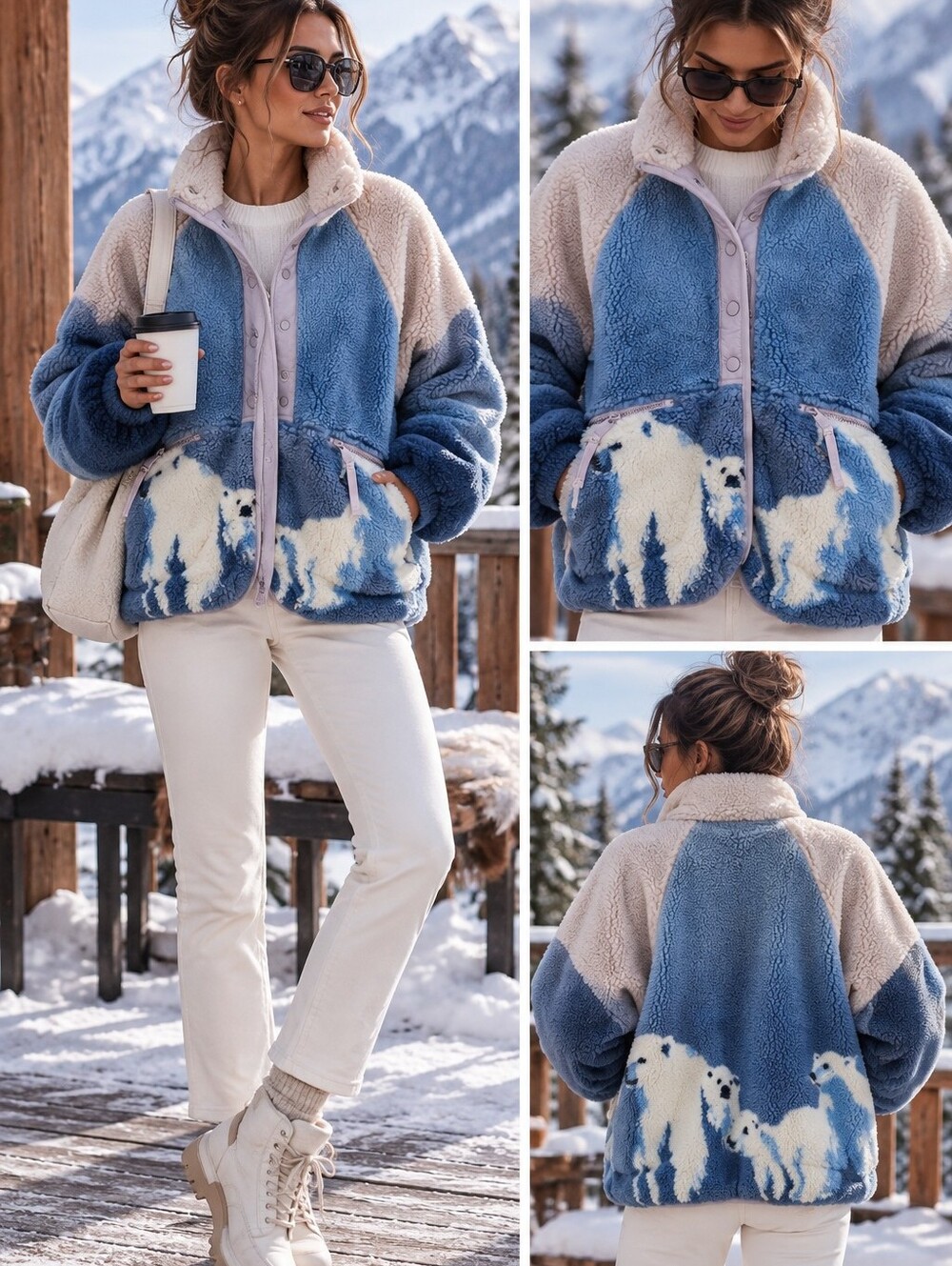 Free People Hit The Sloped Polar Bear Sherpa Jacket